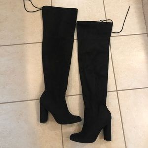 Black over the knee heeled boots